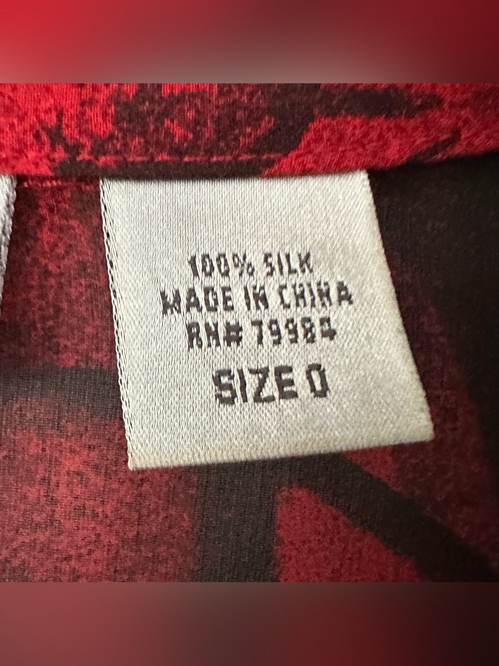 VTG 90s Y2K Sheer Silk Top Sz M Calligraphy Asian Inspired Burgundy Red Black - Picture 10 of 11